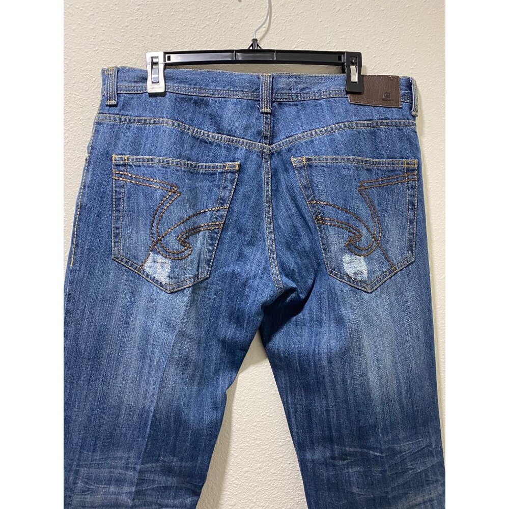 Carbon Black Distressed Jeans Mens 34x30 Blue Ripped Destroyed Denim 100% Cotton - Picture 9 of 15